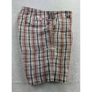 Tommy Bahama Mens‎ 100% Linen Chino Shorts Tag 36 Actual Size 38 Tropical Plaid